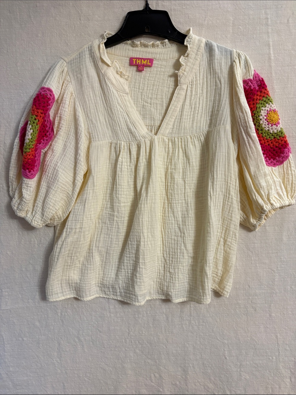 THML embroidered sleeve blouse size medium